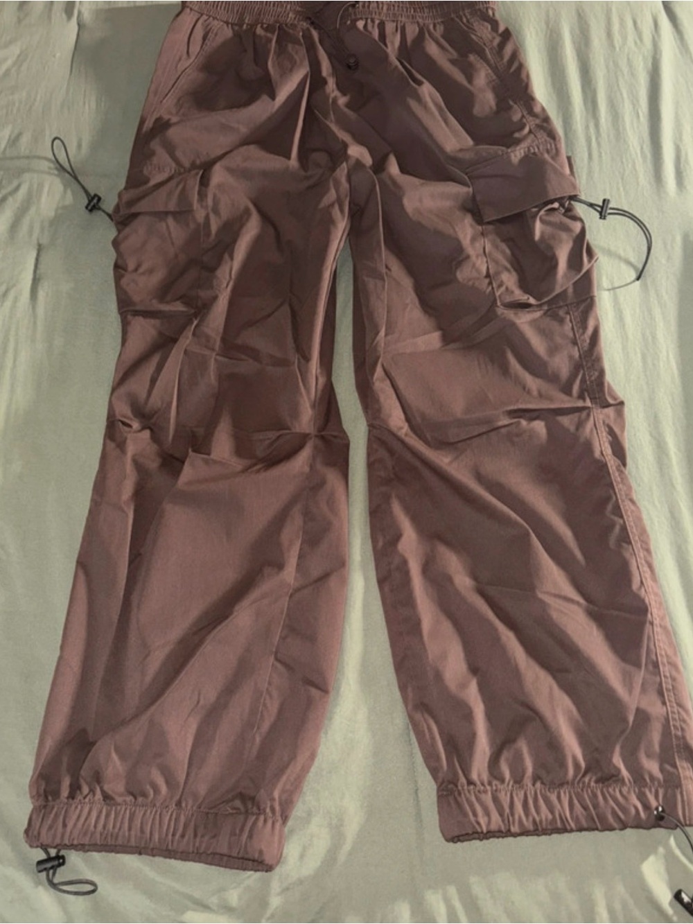 Men's Cargo Pants in Mauve-Pink with Drawstring Ankles